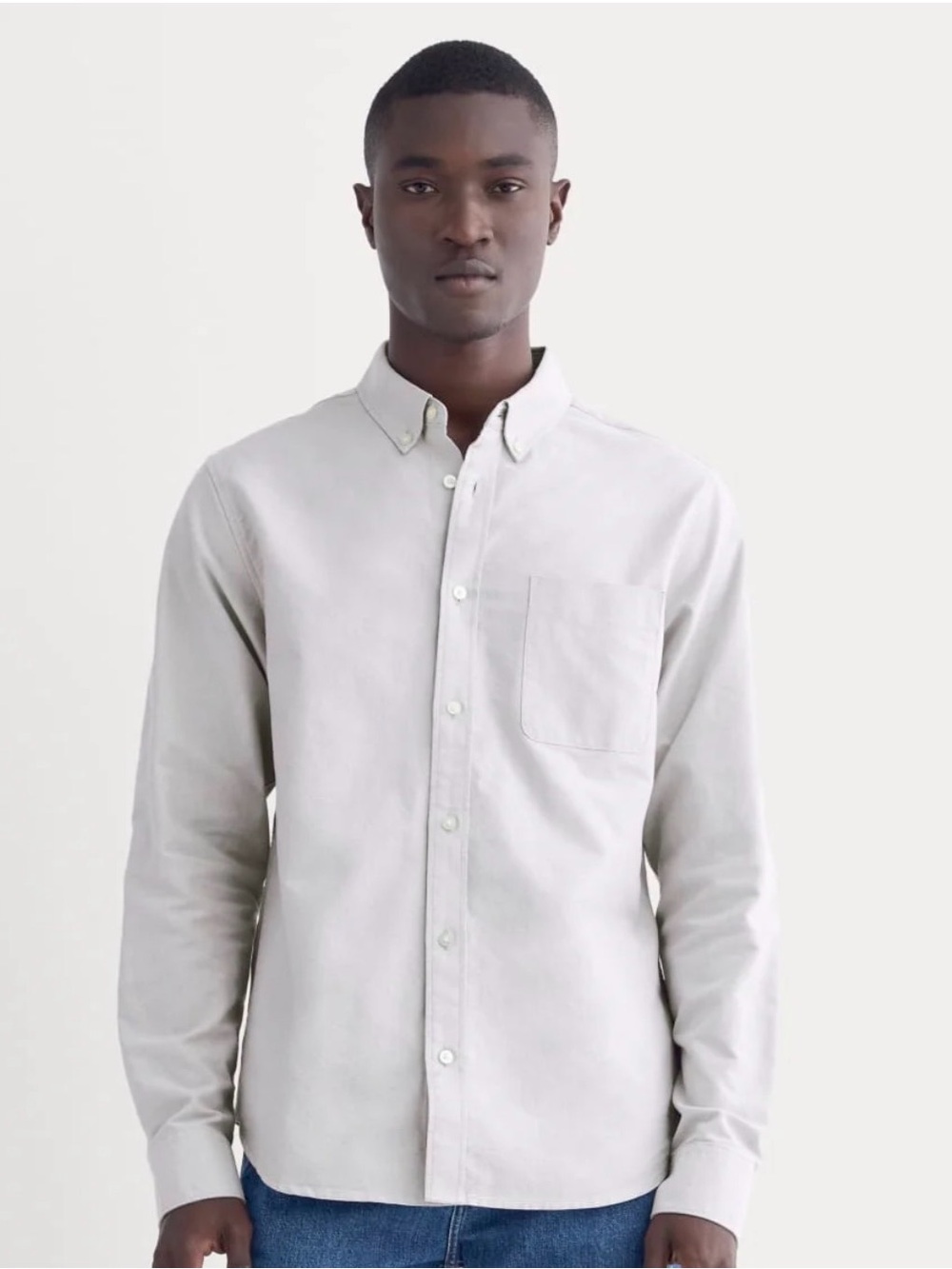 Everlane Uniform Classic Men's Oxford Button-Down Shirt - Light Gray medium tall